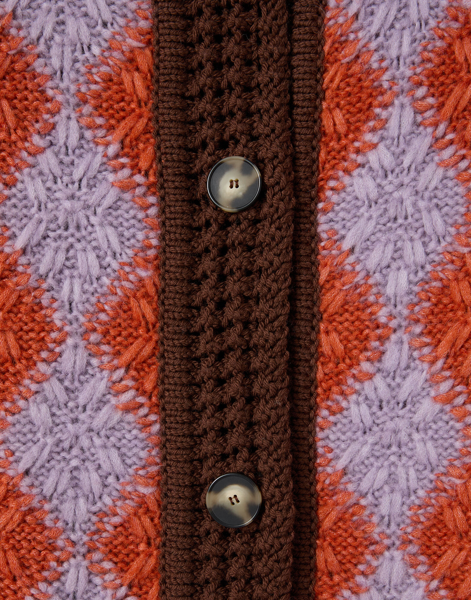 La DoubleJ Crochet Bowling Cardigan Crochet Stars Lilac, Orange, and Brown PUL0290KNI167VA539PU02