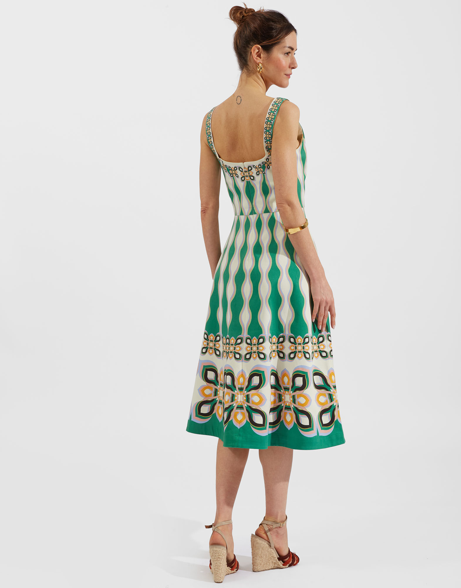 La DoubleJ Sophia Dress Macro Plates Placed Rosa DRE0448COT037MCP02PI01