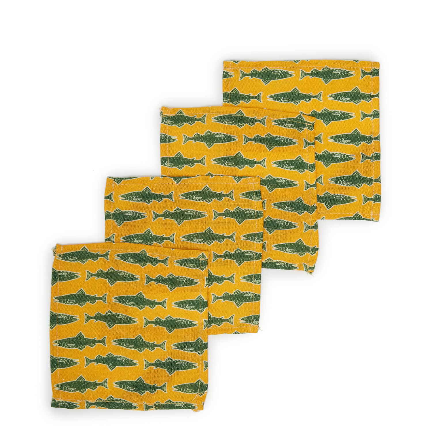 Shop La Doublej Small Napkins Set Of 4 In Como Fish Yellow Small