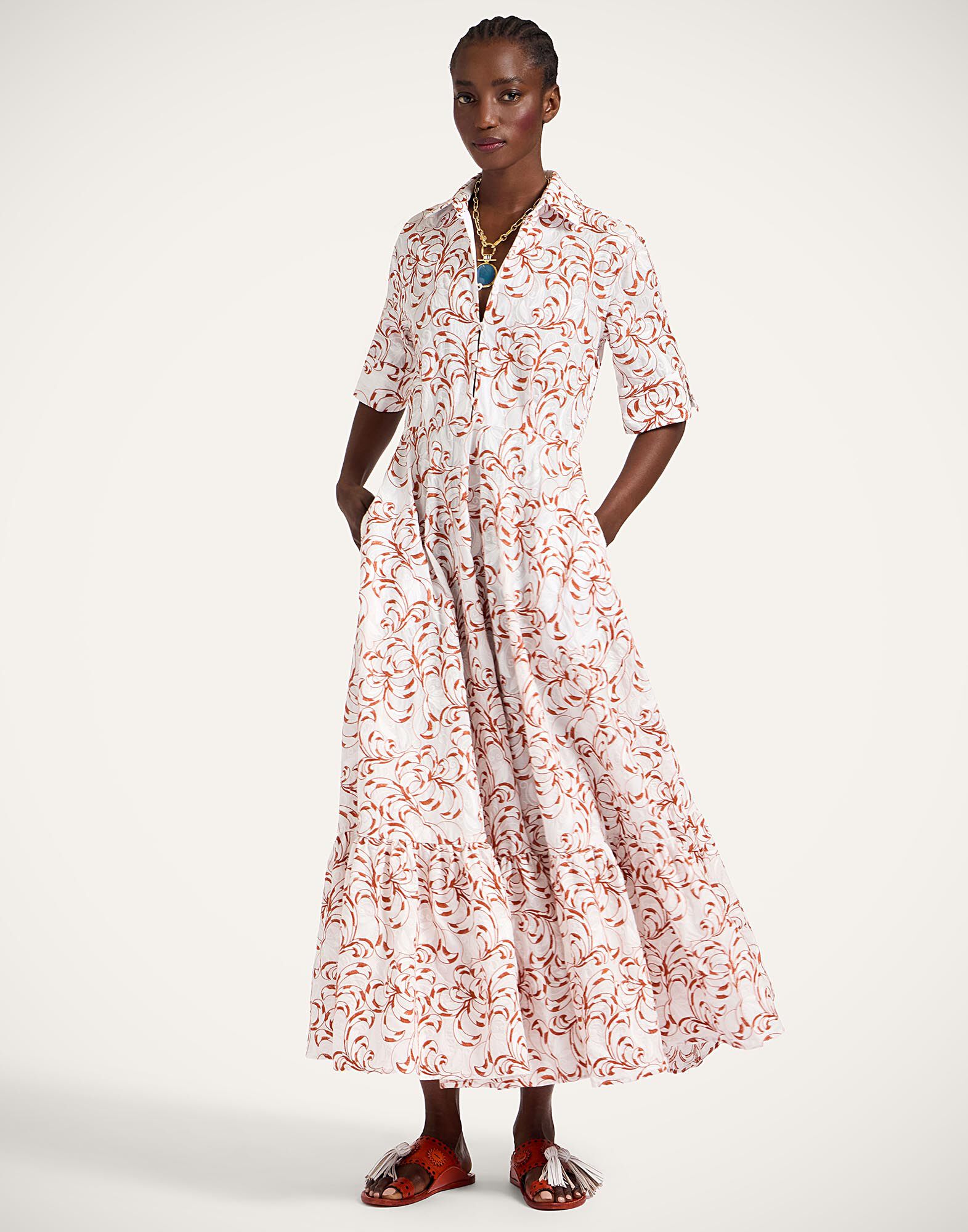San Pietro Dress in Fern White for Women | La DoubleJ