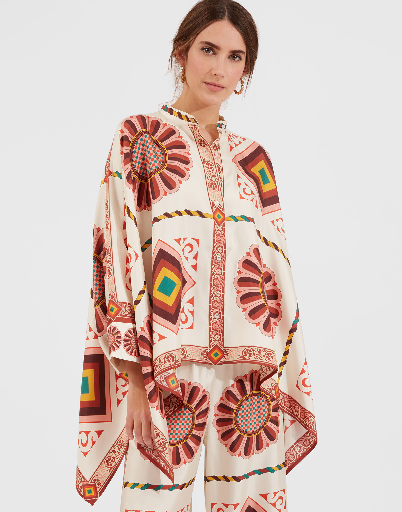 Foulard Shirt (Placed) in Macro Tiles Placed for Women | La DoubleJ
