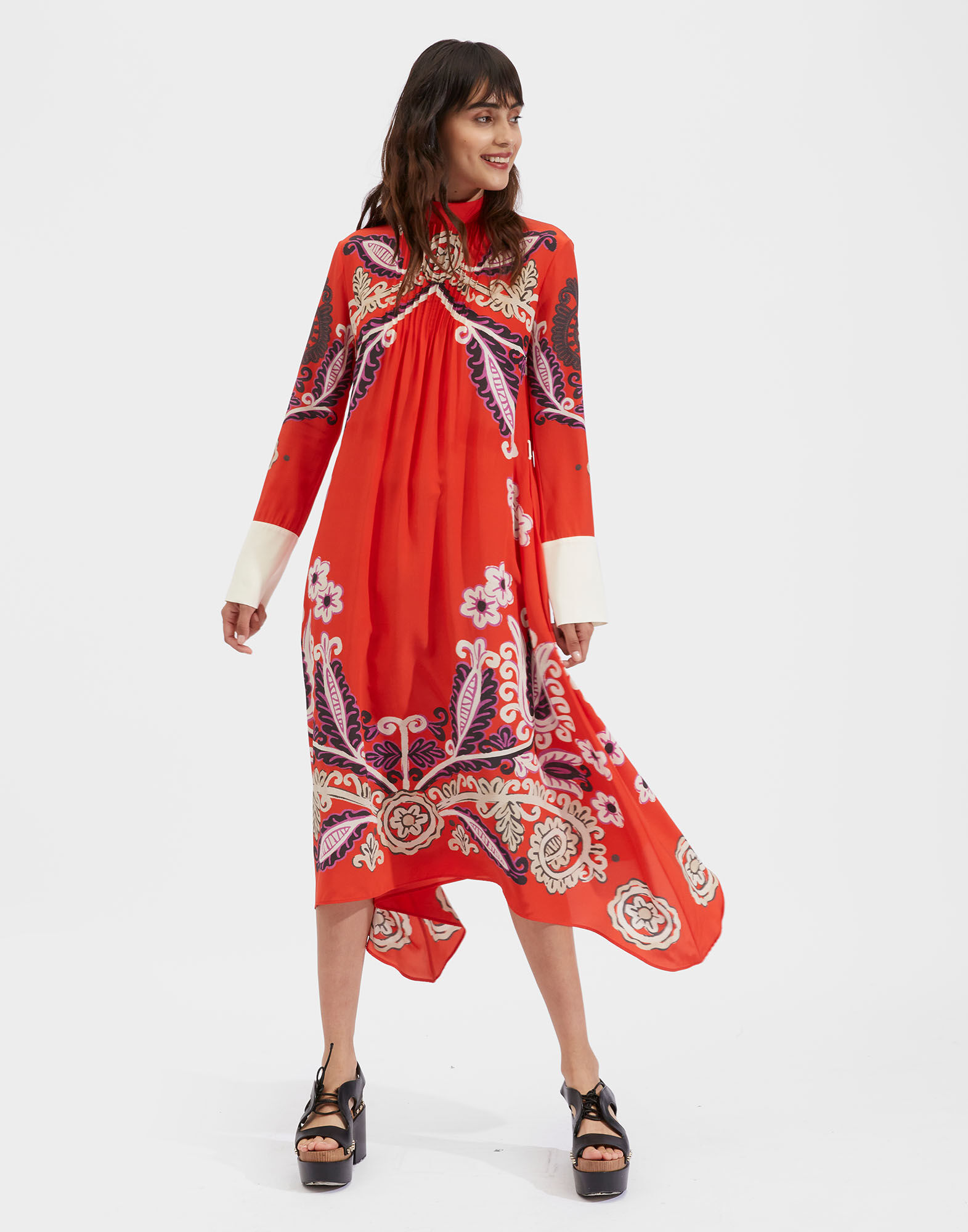 La DoubleJ Le Marais Dress Folky Hearts Red Plac&eacute;e DRE0416CRE002FLH0006