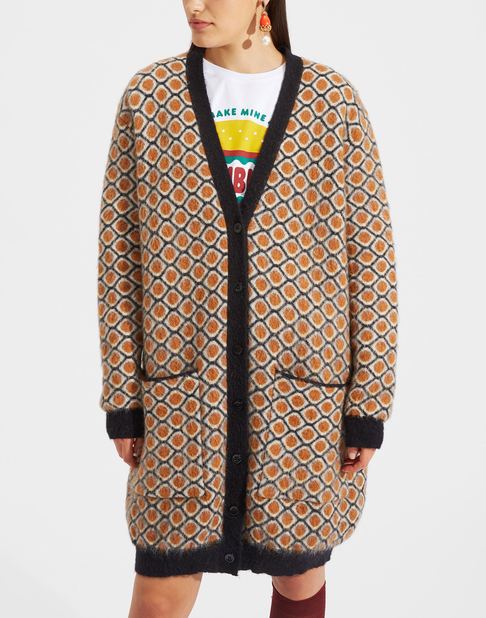 LaDoubleJ Cardigan Coat Pomodorini Ocra PUL0019KNI012POM0005