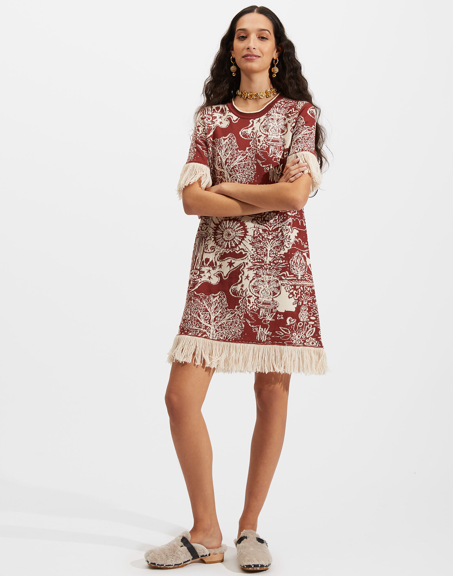 La DoubleJ Jacquard Mini Dress Ionic Rust DRE0310KNI042VAR0075