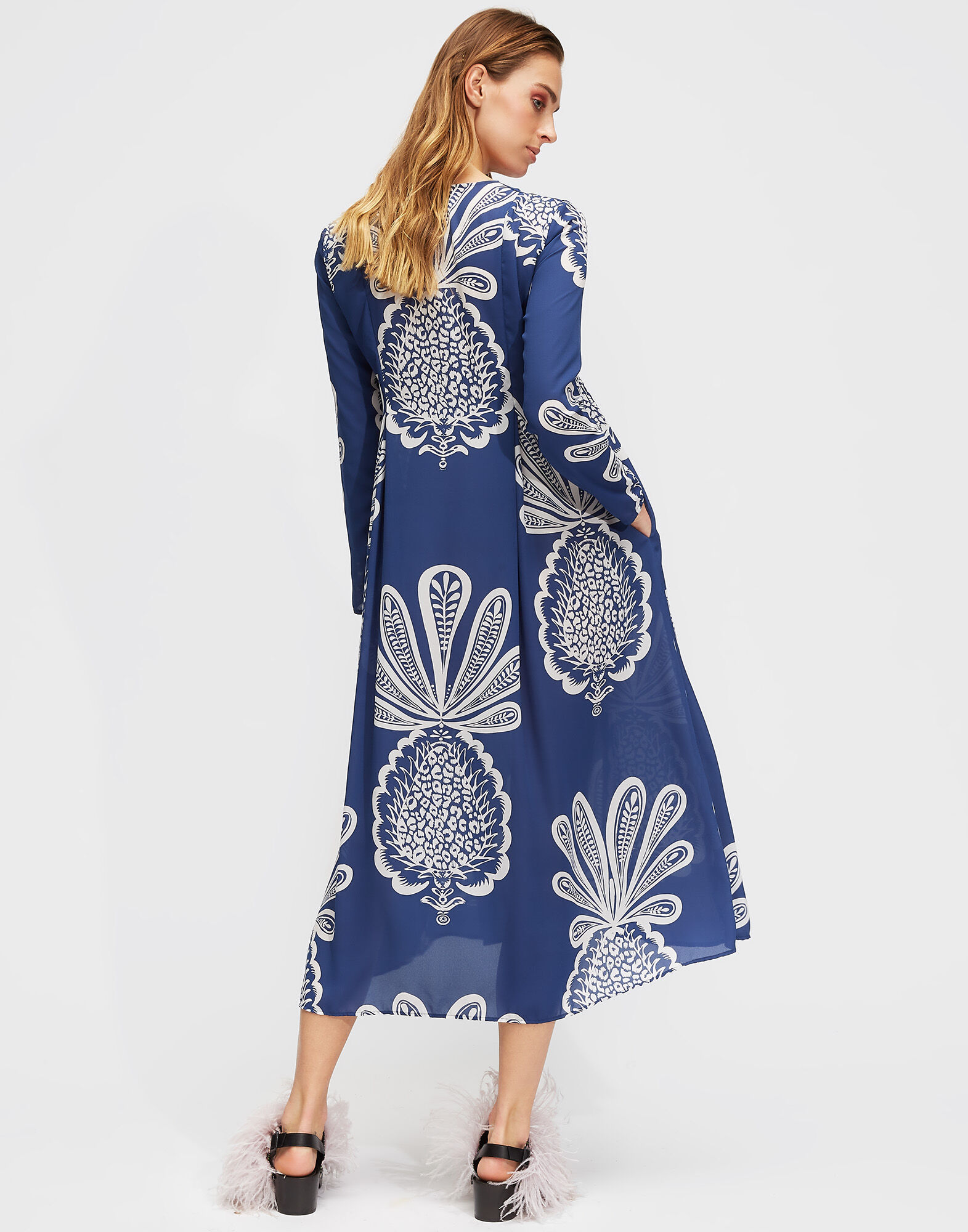 LaDoubleJ V Trapezio Dress Big Pineapple Blu DRE0127DBG001PNP0002