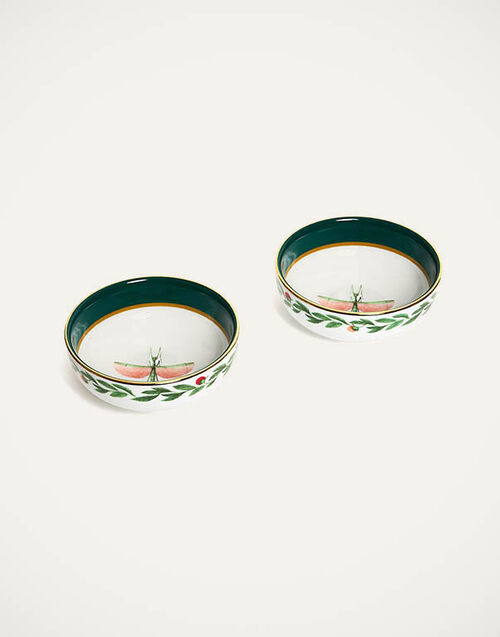 La DoubleJ Snack Bowl Set Of 2 Libellula Green BWT0004CER001LIB03GR02