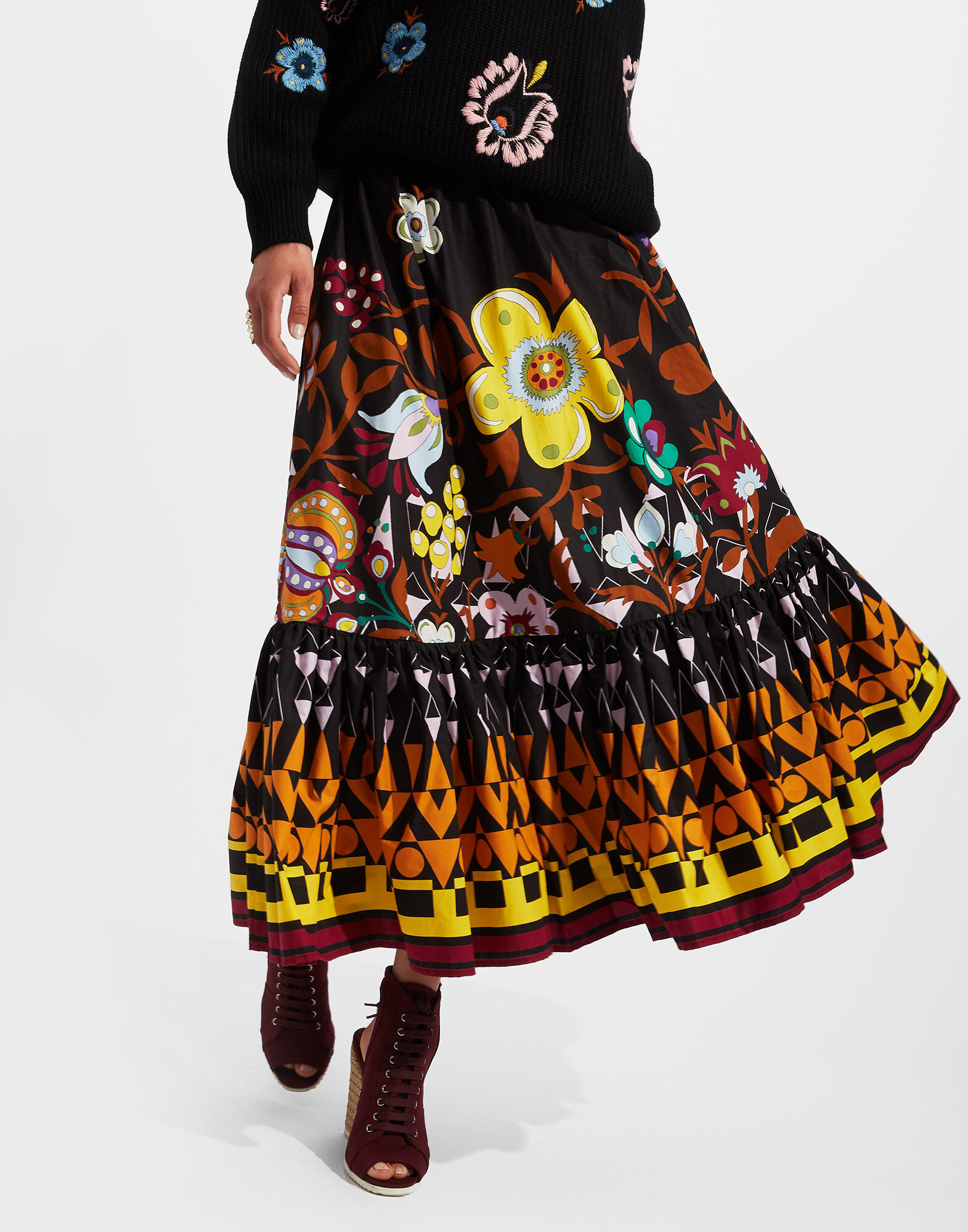 LaDoubleJ Sunset Skirt Selva Nero SKI0056COT015SLV0001