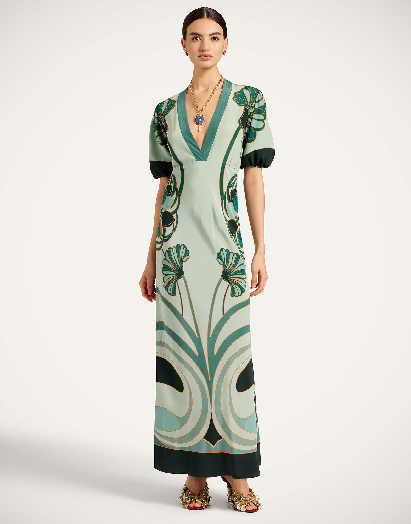 La DoubleJ Marlene Dress Blooming Tulip Plac&eacute;e Mint DRE0869CRE001BTU01GR11