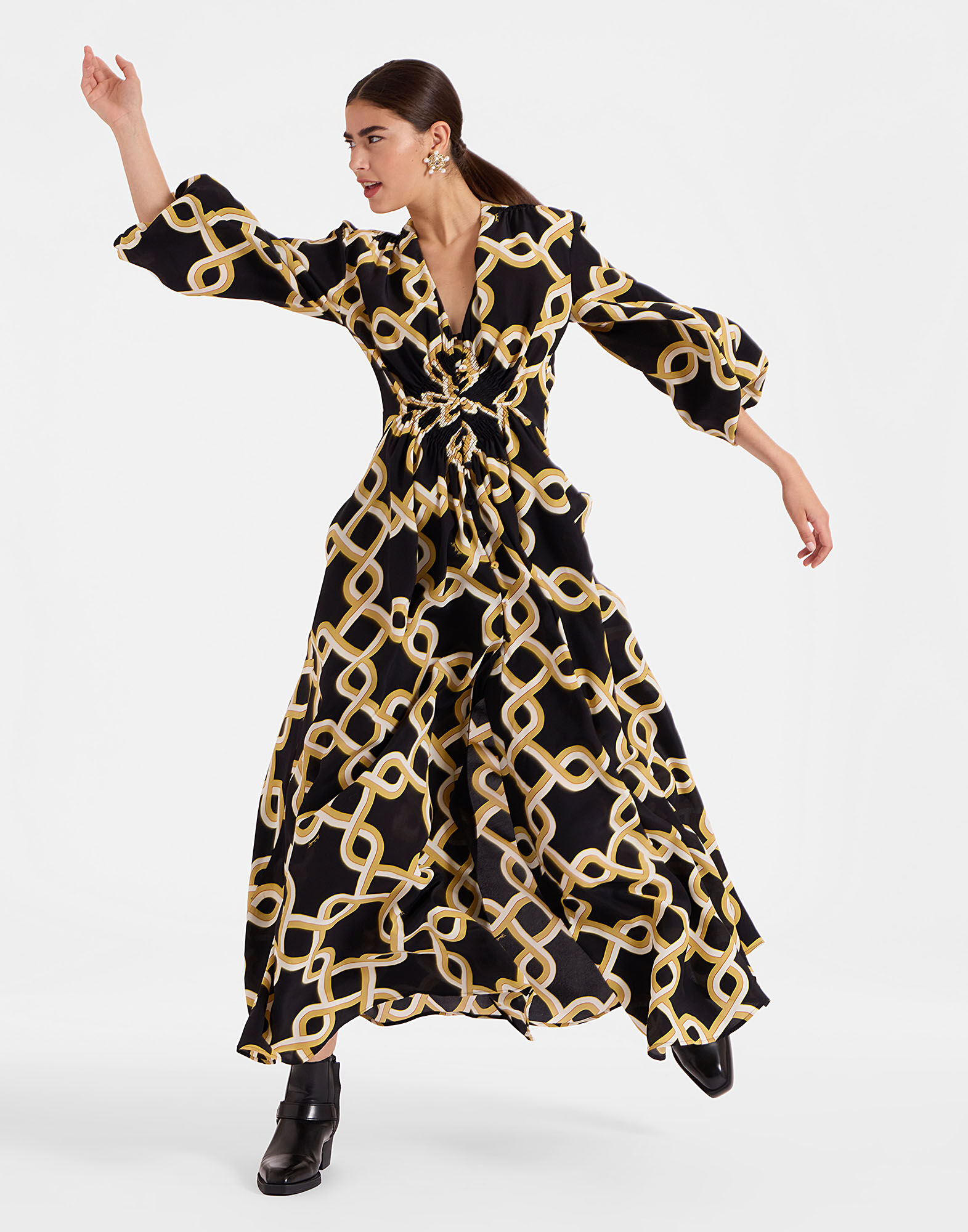 La DoubleJ Long Camerino Dress Tackle Black DRE0585CRE001TAC01BL01