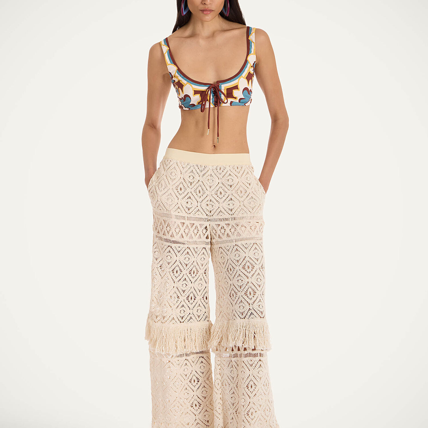 La Doublej Lacey Palazzo Pants In Plaza Cream