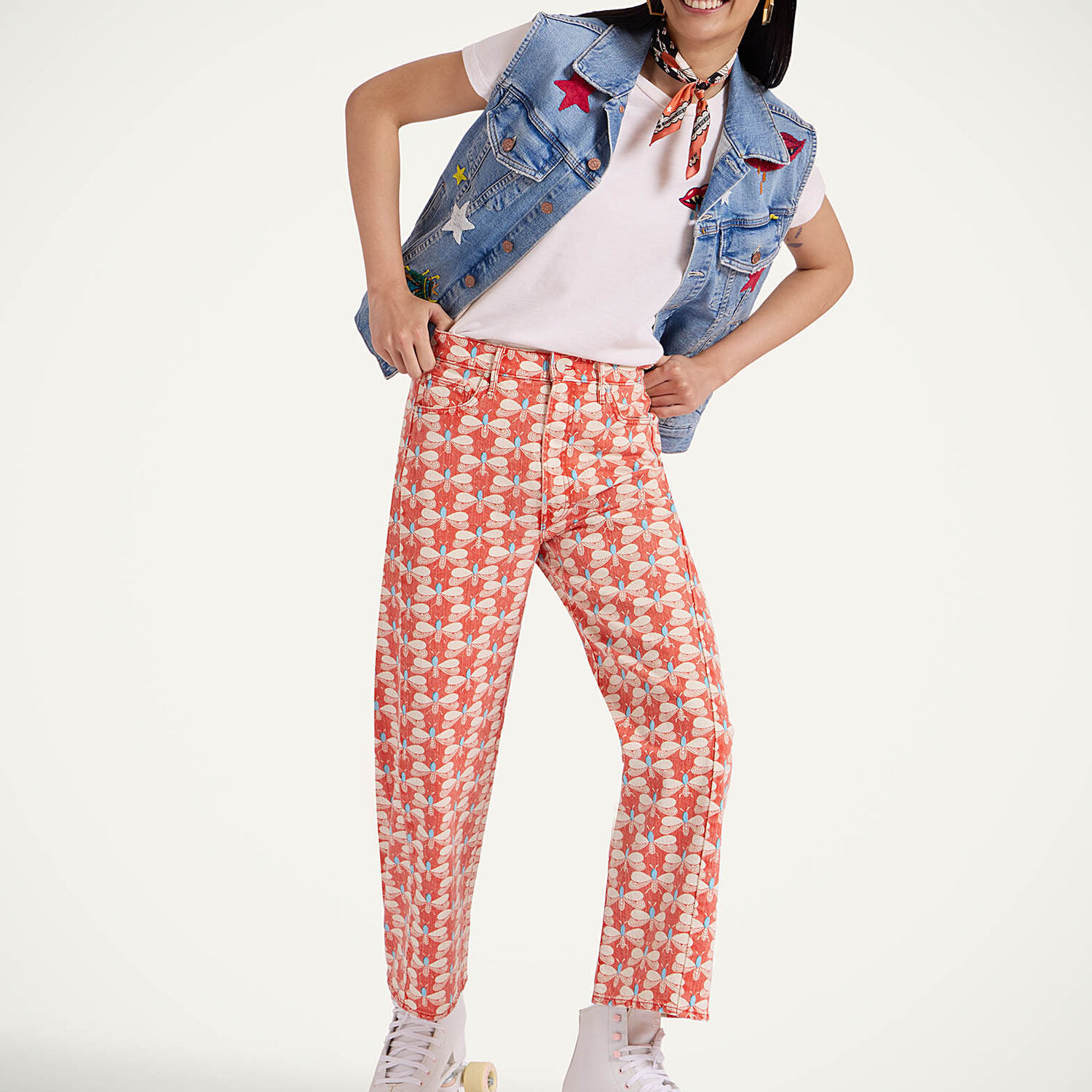 La Doublej The Half Pipe Jeans In Pull My Petaltail Orange