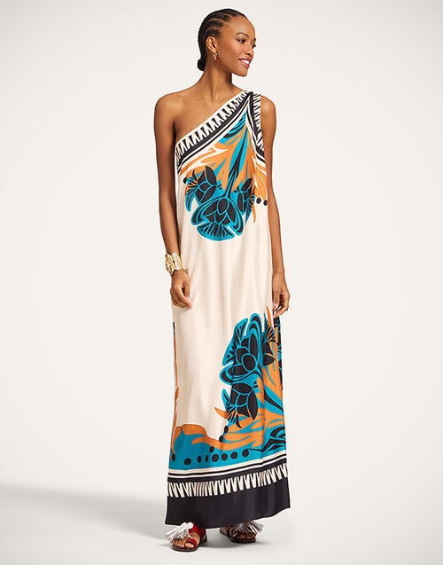 La DoubleJ Roy Dress Florence Plac&eacute;e Ivory DRE0304SIL006FLO02WH04