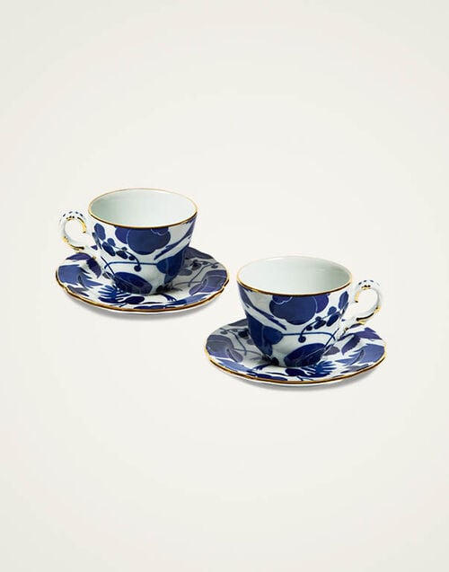 La DoubleJ Mama Tea Cup Set Of 2 La DoubleJ Mama Tea Cup Set Of 2 Wildbird Blue CUP0006CER001BIR01BU03