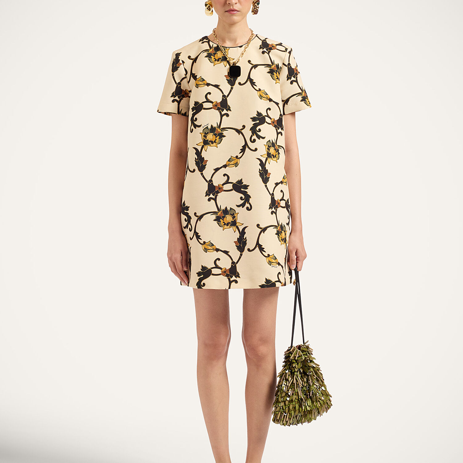 La Doublej Mini Swing Dress In Buttercup White