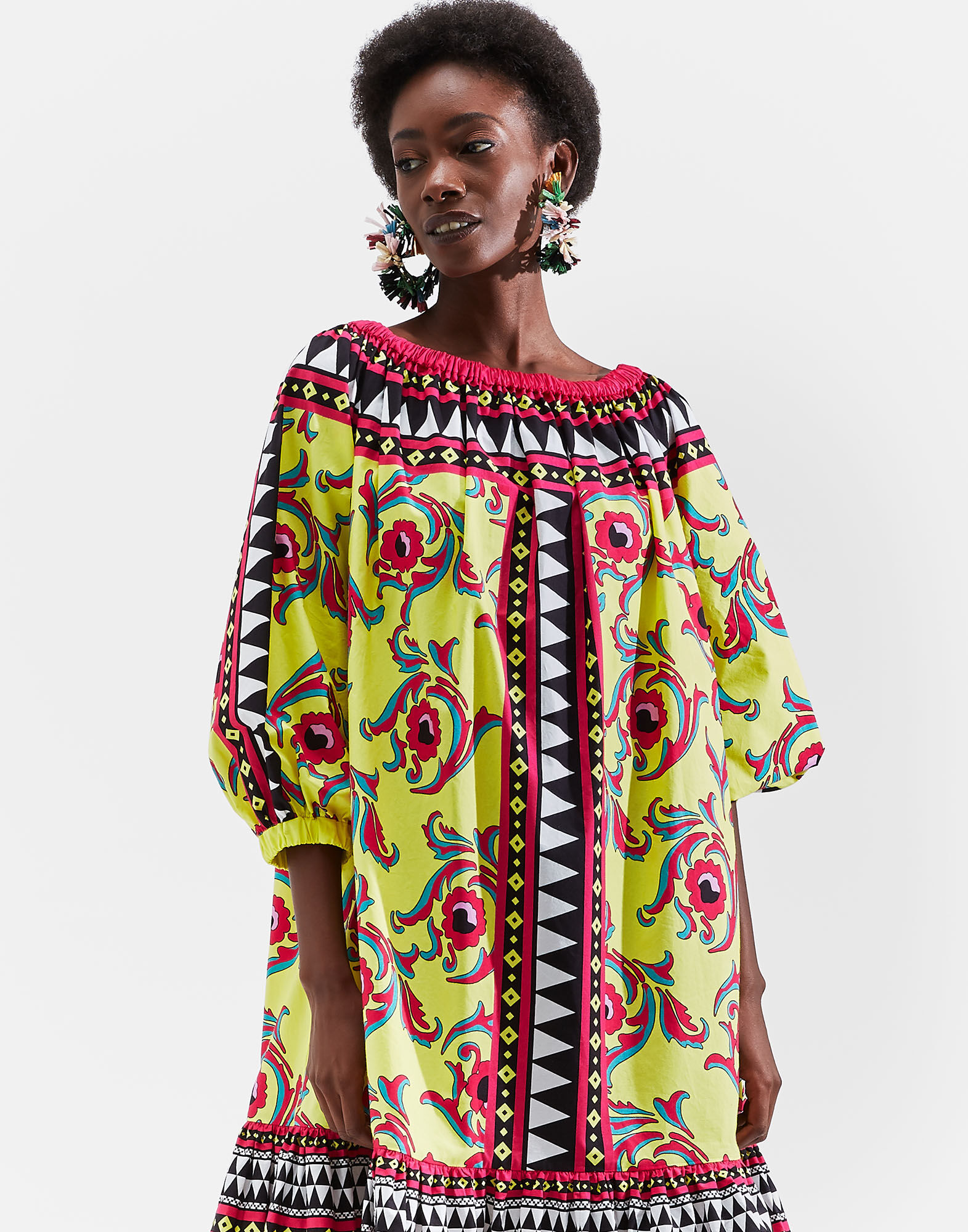 LaDoubleJ Short Paloma Dress Cartwheel Giallo DRE0226COT015CRW0004