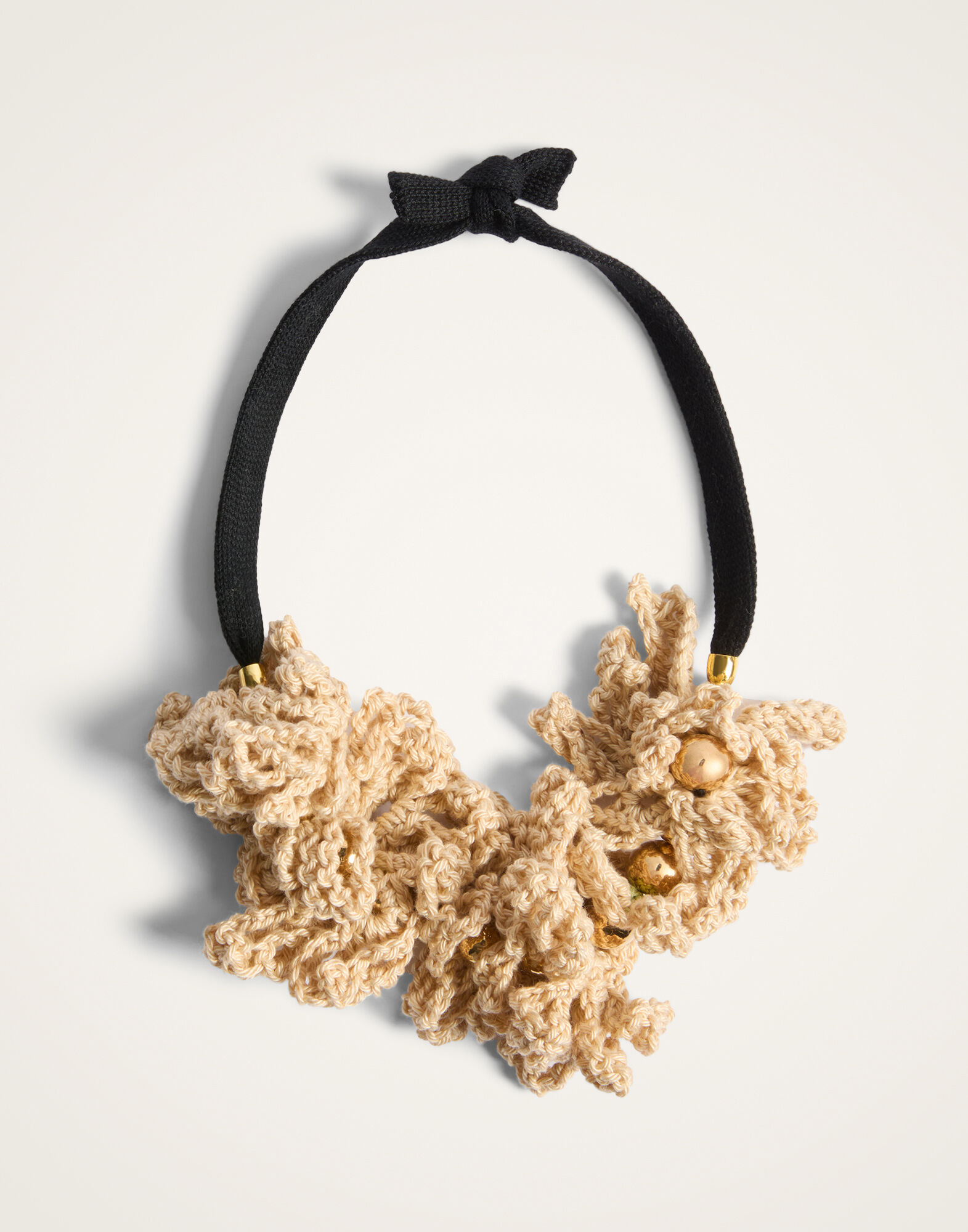 La DoubleJ Bonanza Choker Beige Cotton Crochet NEC0062CRH001MUL60BR01