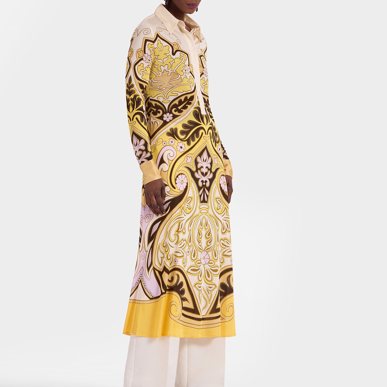 La Doublej Perry Printed Midi Dress In Spells Placée Yellow