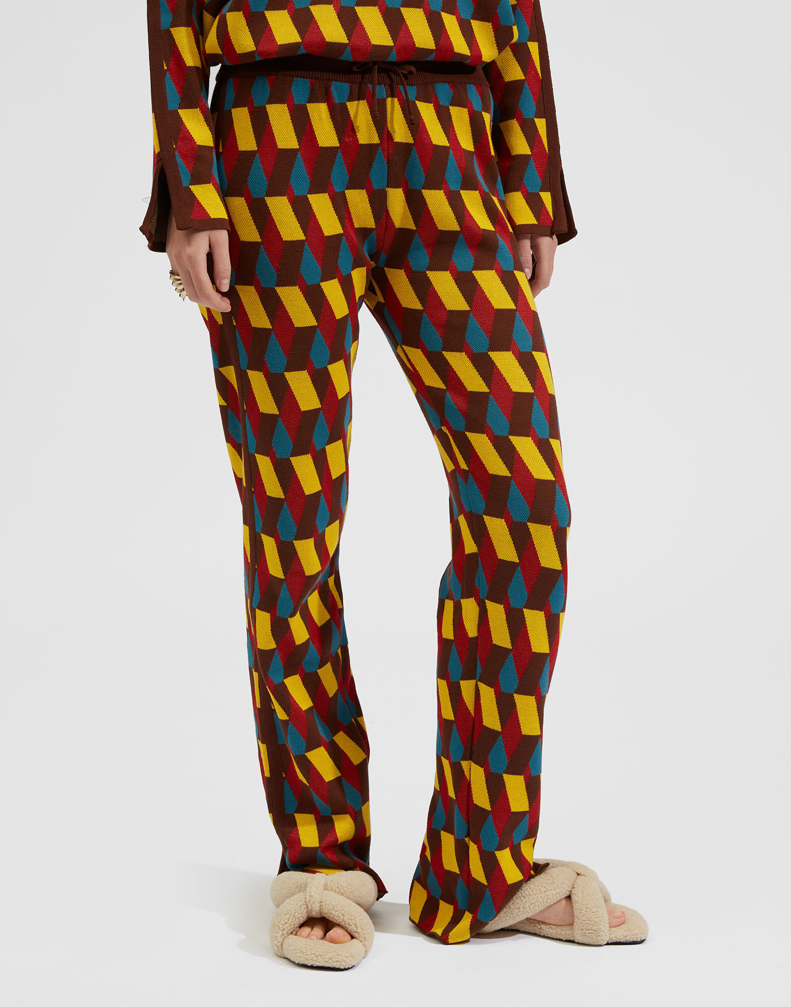 La DoubleJ Knit Leisure Jogger Giallo / Moro / Azzurro TRO0045KNI044VAR0145