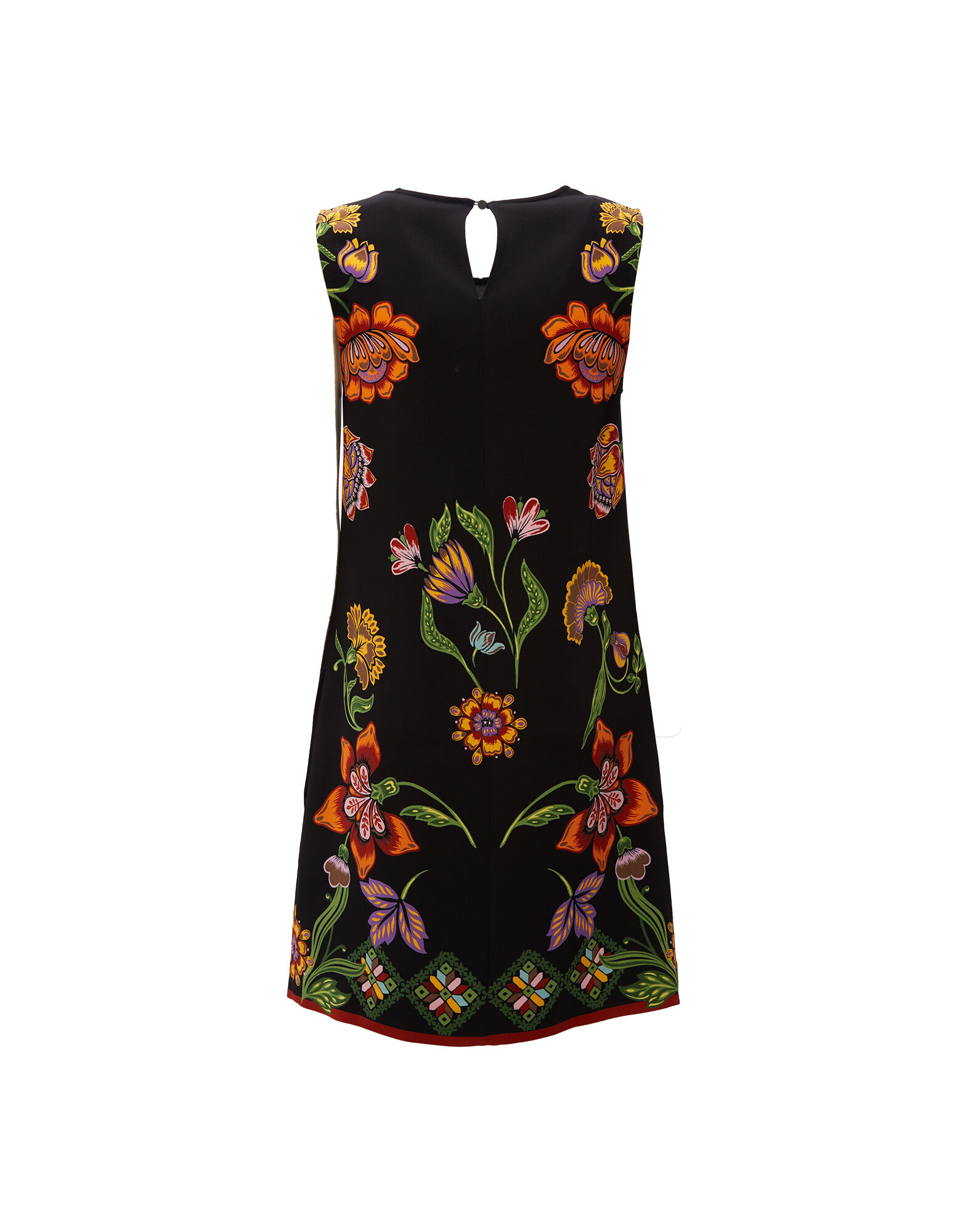 La DoubleJ Stretch Tunic Folk Flowers Nero Plac&eacute;e TOP0053JER023FFL0004