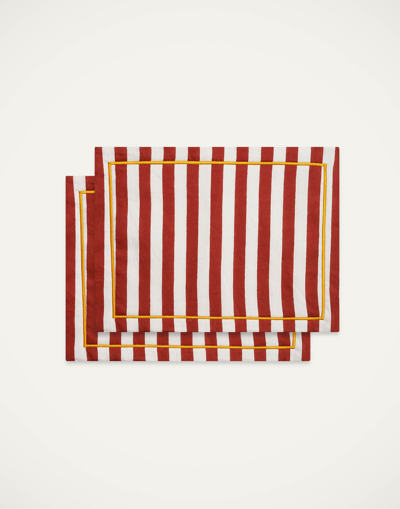 La DoubleJ Placemat Set Of 2 La DoubleJ Placemat Set Of 2 Riviera Brick PMT0006LIN001RIV06RE06