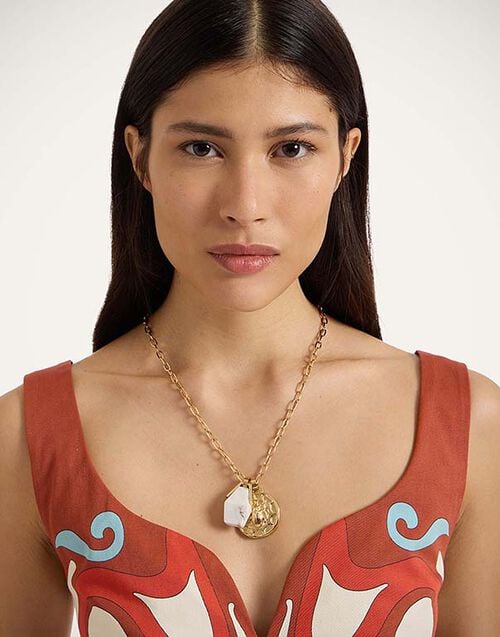 La DoubleJ Transformation Charm Necklace La DoubleJ Transformation Charm Necklace 24k Gold Plate & Howlite NEC0025BRA003HOW01YE05