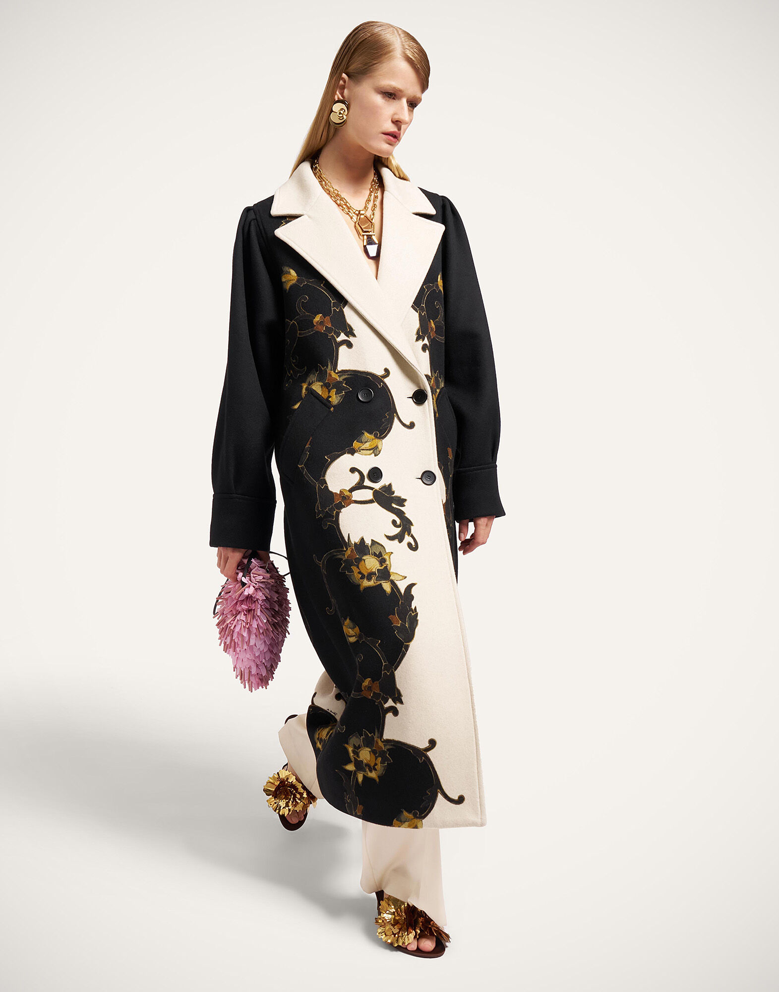 La DoubleJ Victoria Coat Buttercup Plac&eacute;e Black JAC0207PLA003BTC03BL01