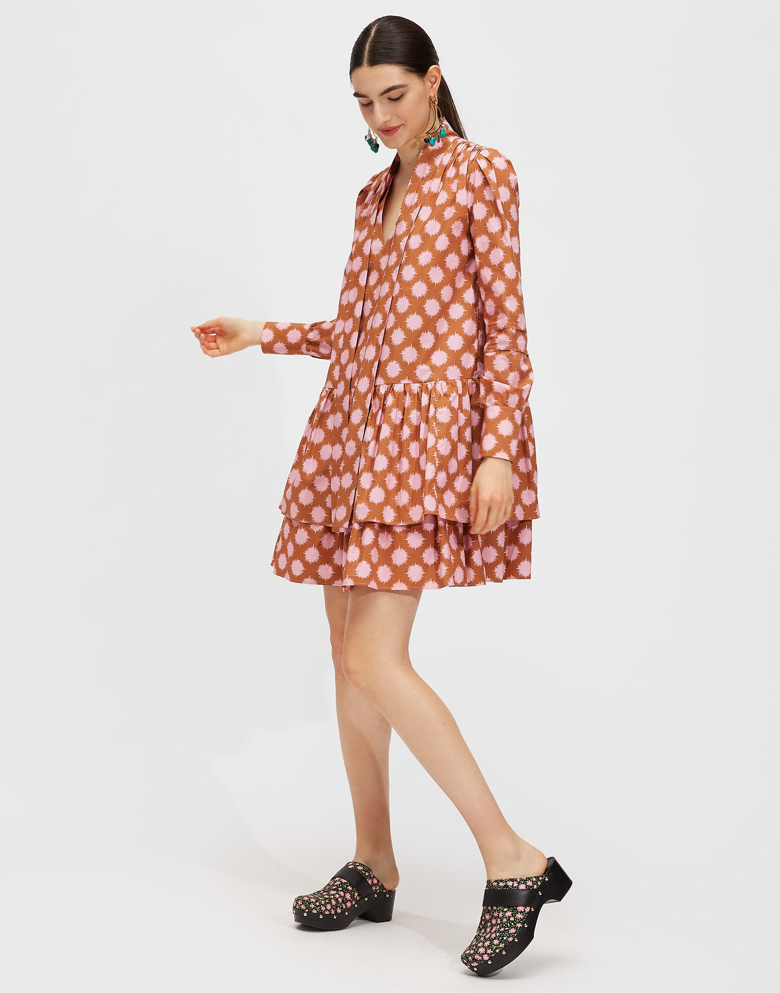 LaDoubleJ Short Good Witch Dress Pom Pom Rosa DRE0163COT001PMP0002