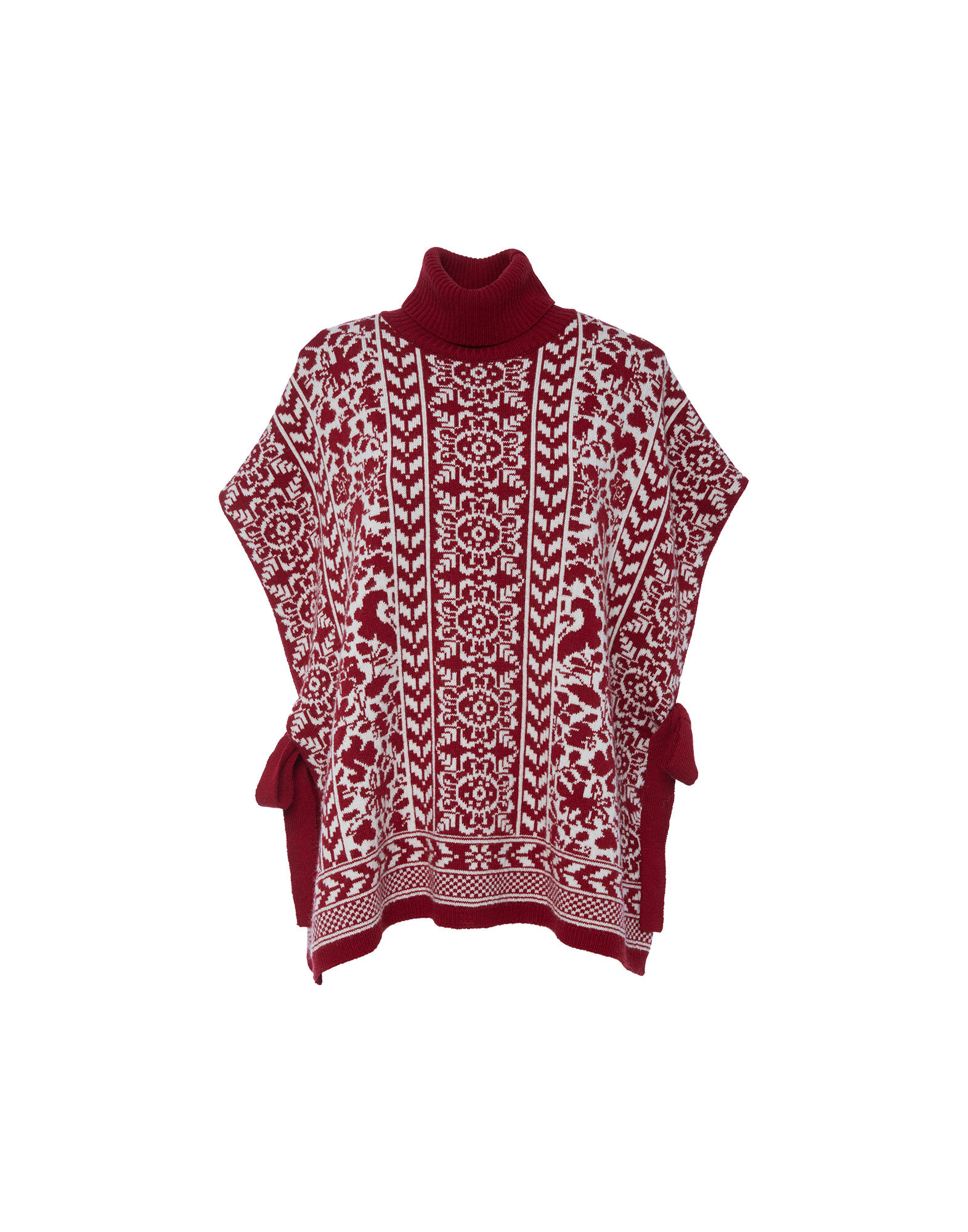 La DoubleJ High Neck Poncho Norwegian Bicolore PUL0098KNI060VAR0115