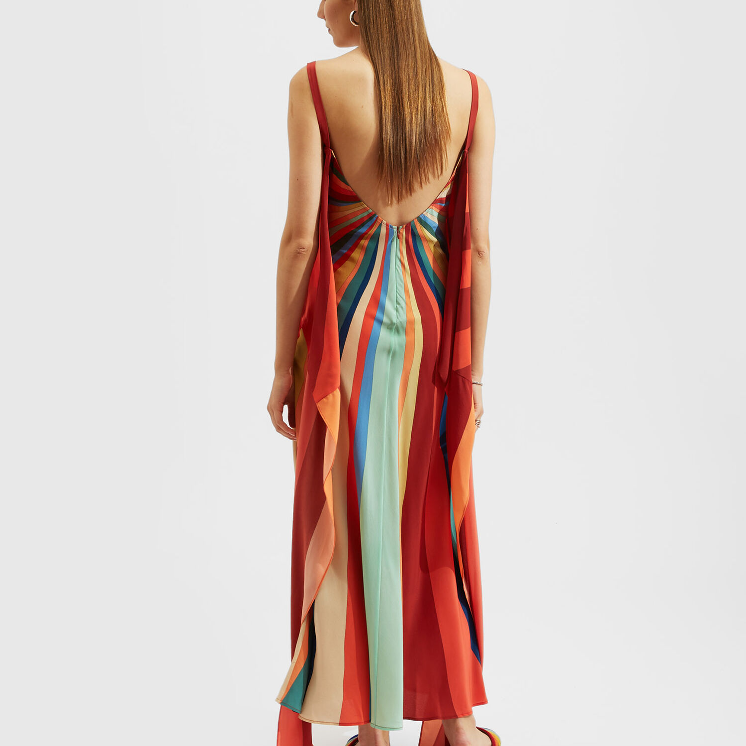 La Doublej Slip-around Silk Maxi Dress In Rainbow
