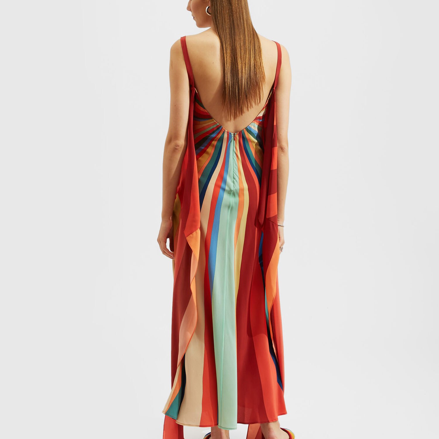 La Doublej Slip-around Silk Maxi Dress In Rainbow