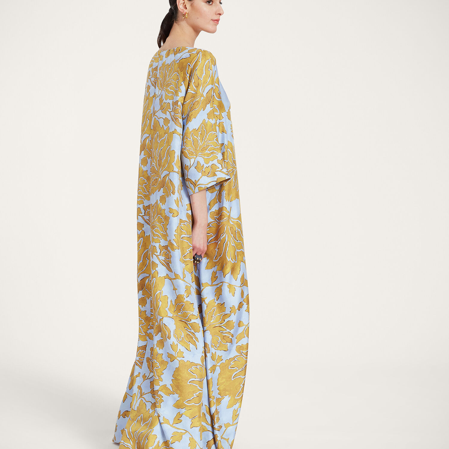 La Doublej Muumuu Dress Round Neck In Tangle Light Blue