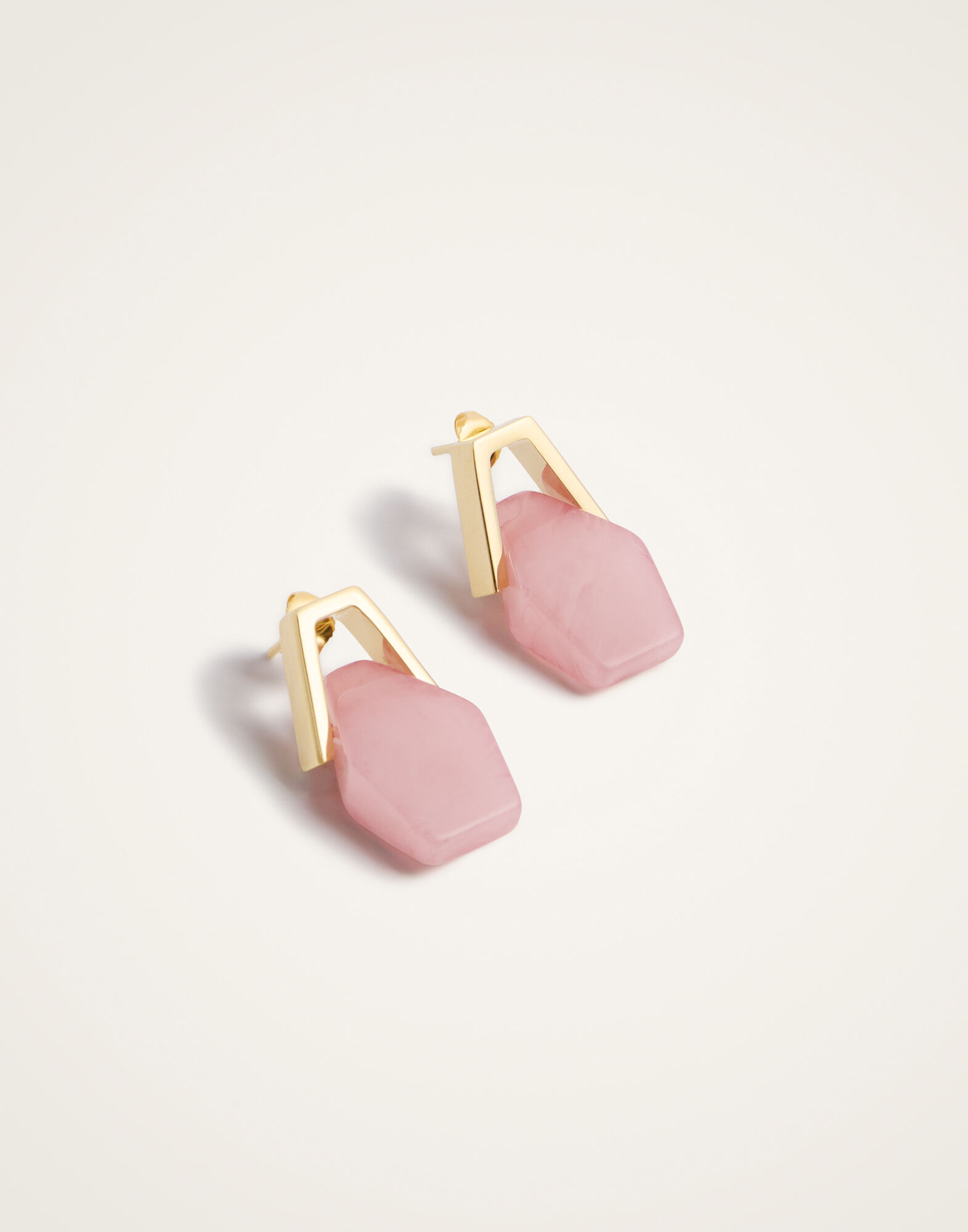 La DoubleJ Portal Earrings 24K Gold Plate & Pink Resin EAR0051POL014SOLIDPI01