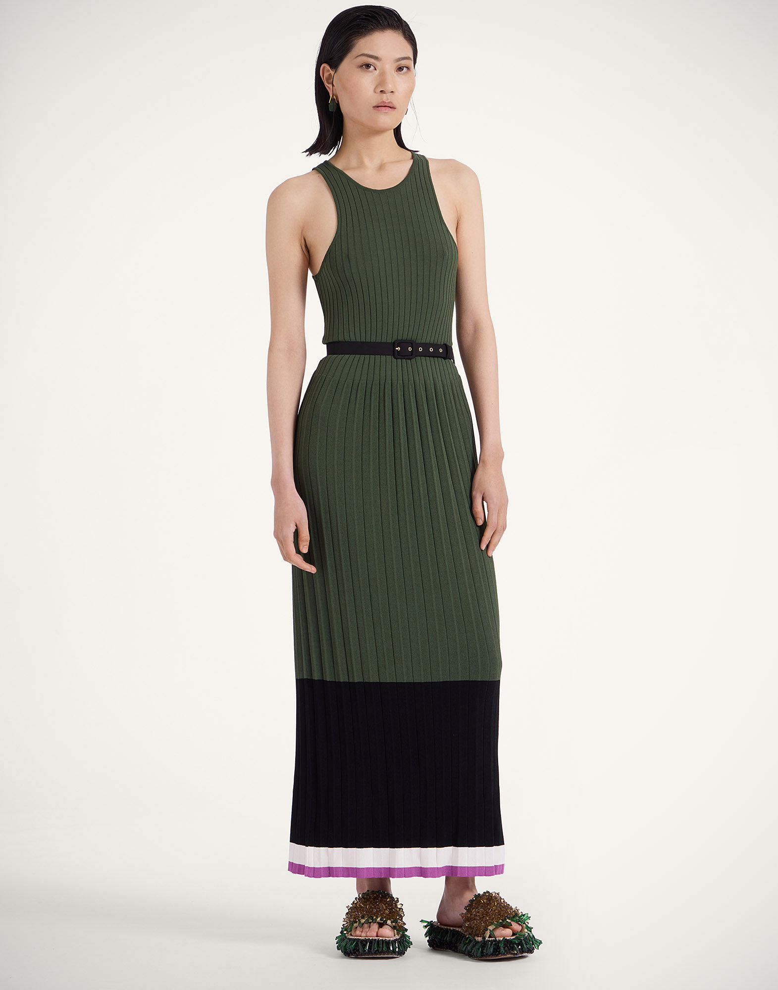 La DoubleJ Organetto Dress Color Block Black & Camouflage DRE0882KNI150VA344GR08