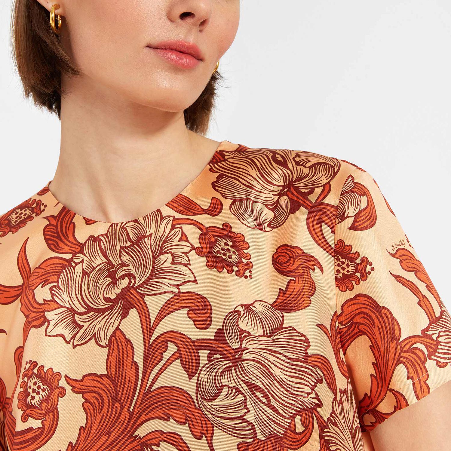 La Doublej Swing Feather-trimmed Printed Silk-twill Maxi Dress In Reef Pale Pink