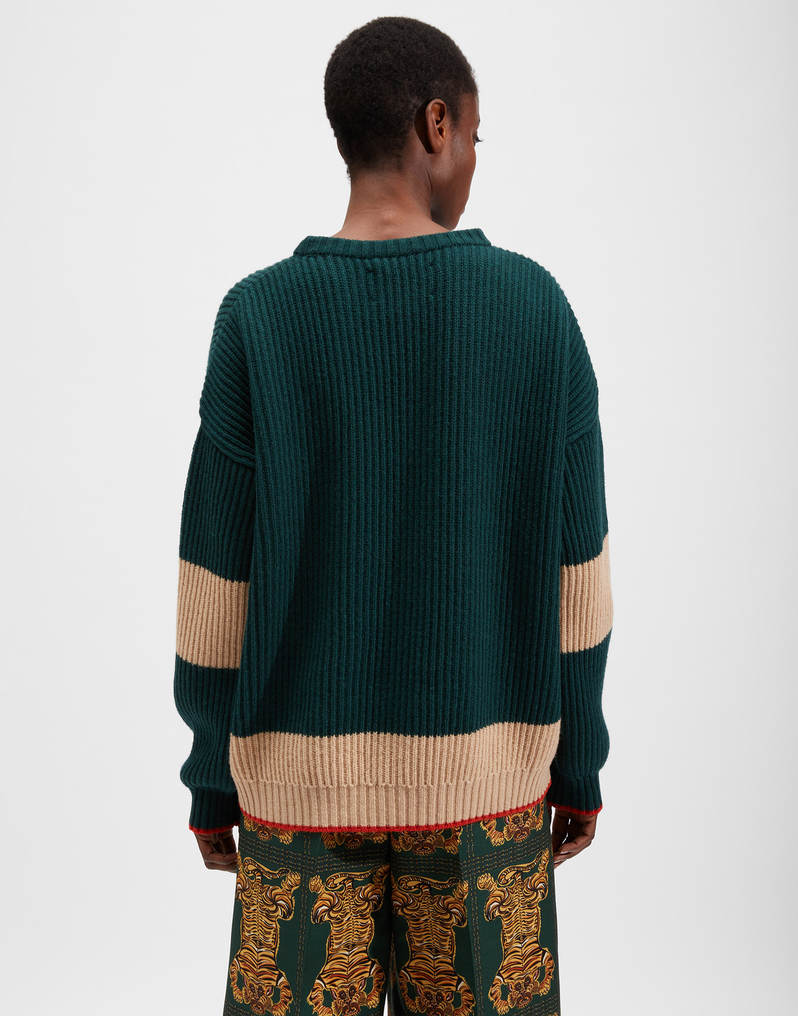La DoubleJ Crew Boy Sweater La DoubleJ Crew Boy Sweater Verde-Cammello PUL0061KNI037VAR0063