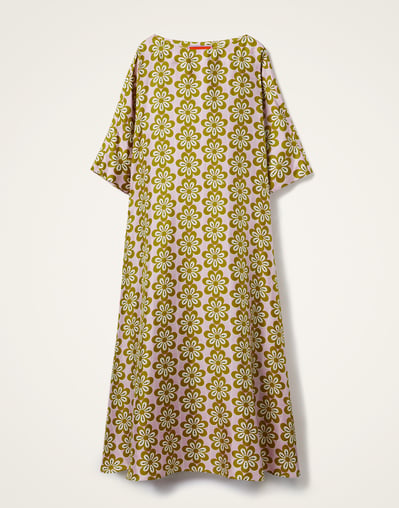 long sleeve muumuu dress White Vintage Design Classic Hawaiian Long Sleeve Dress