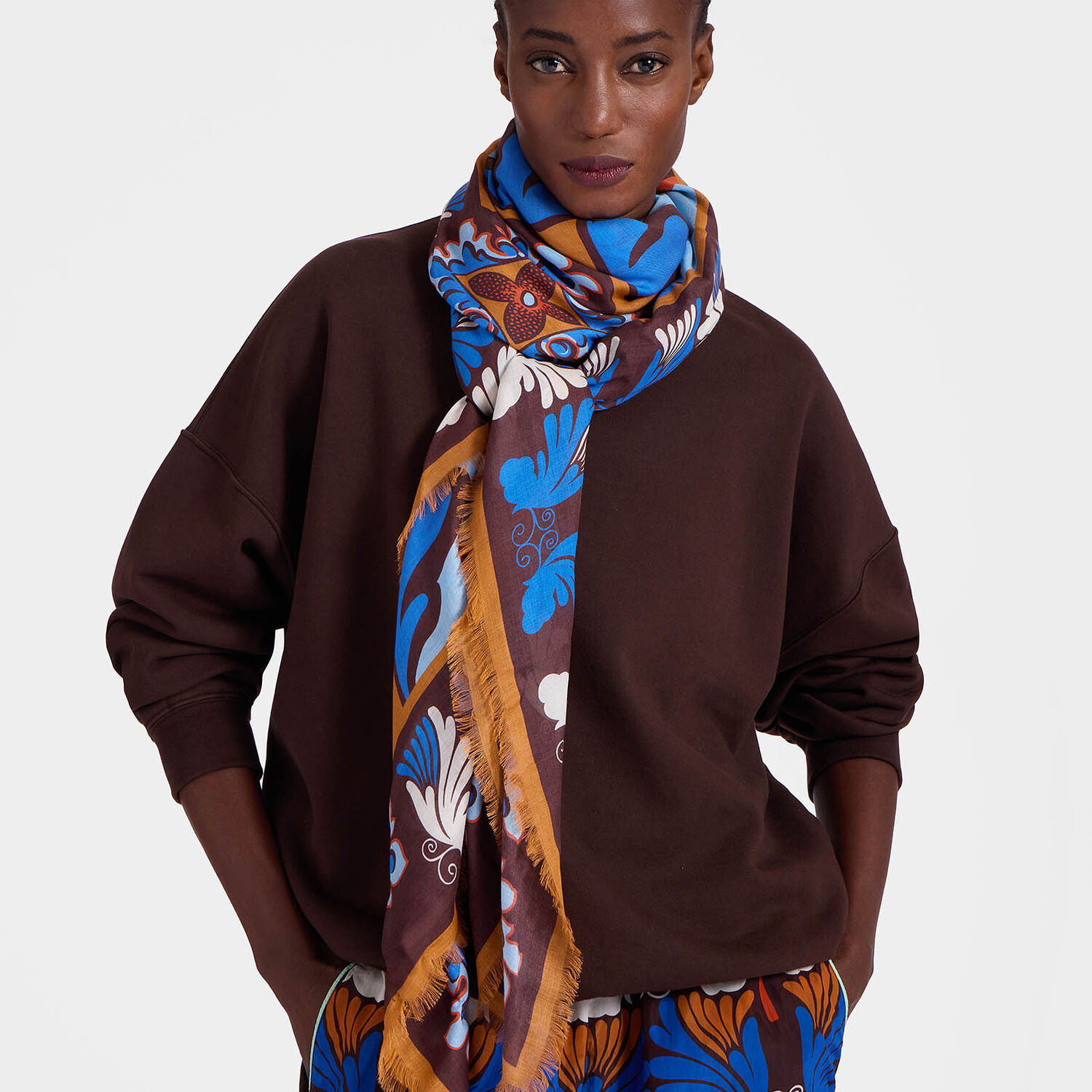 La Doublej Square Scarf In Palazzo Light Blue