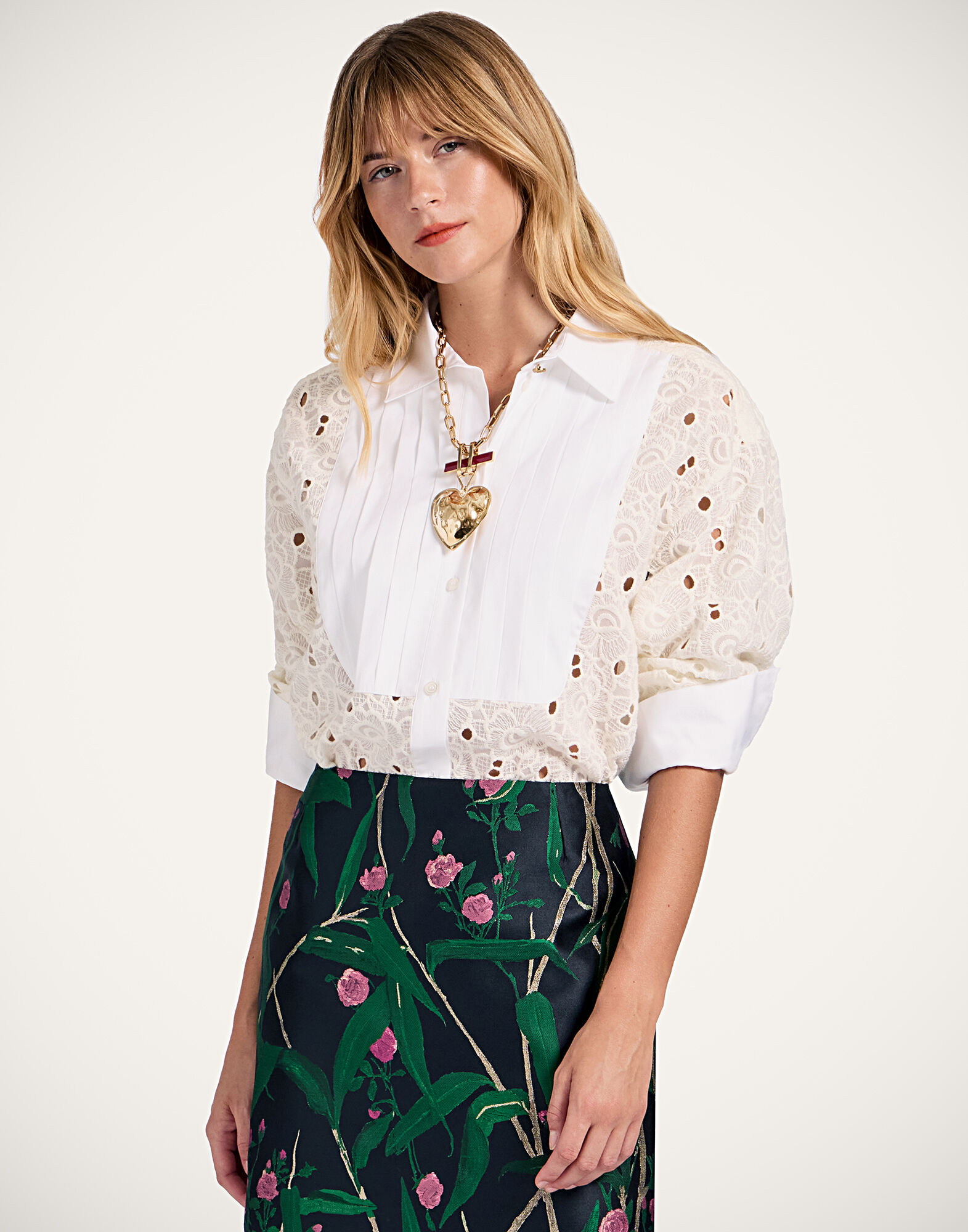 La DoubleJ Peggy Shirt Solid Ivory SHI0115EMB035SOLIDWH04