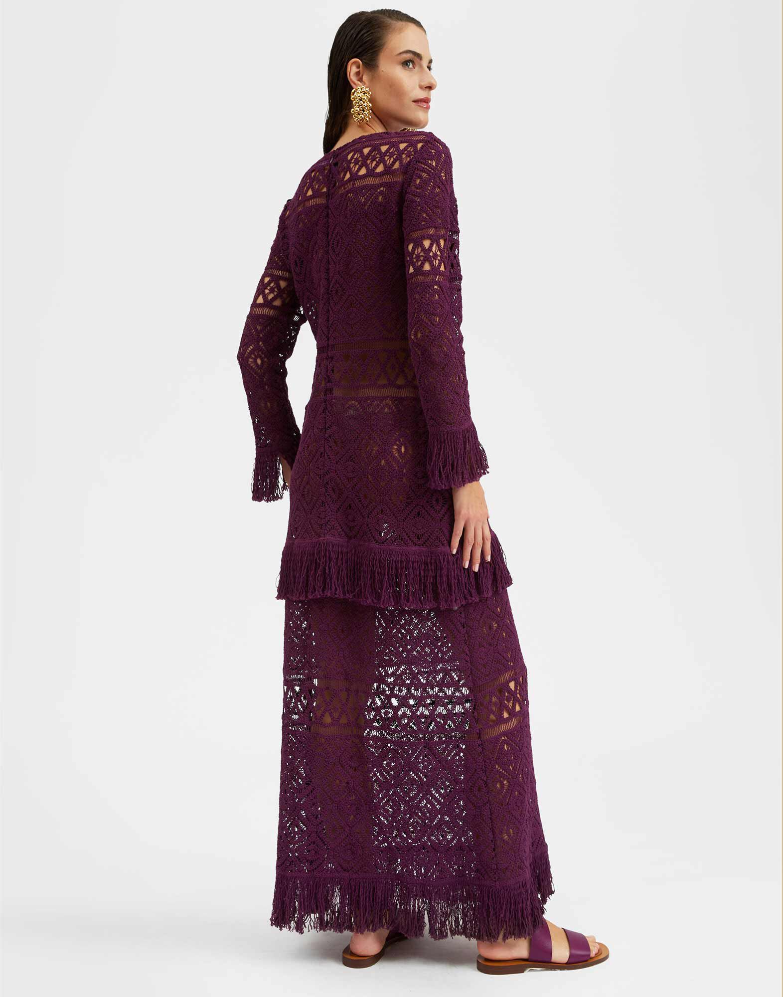 Purple lace long sleeve dress 2025