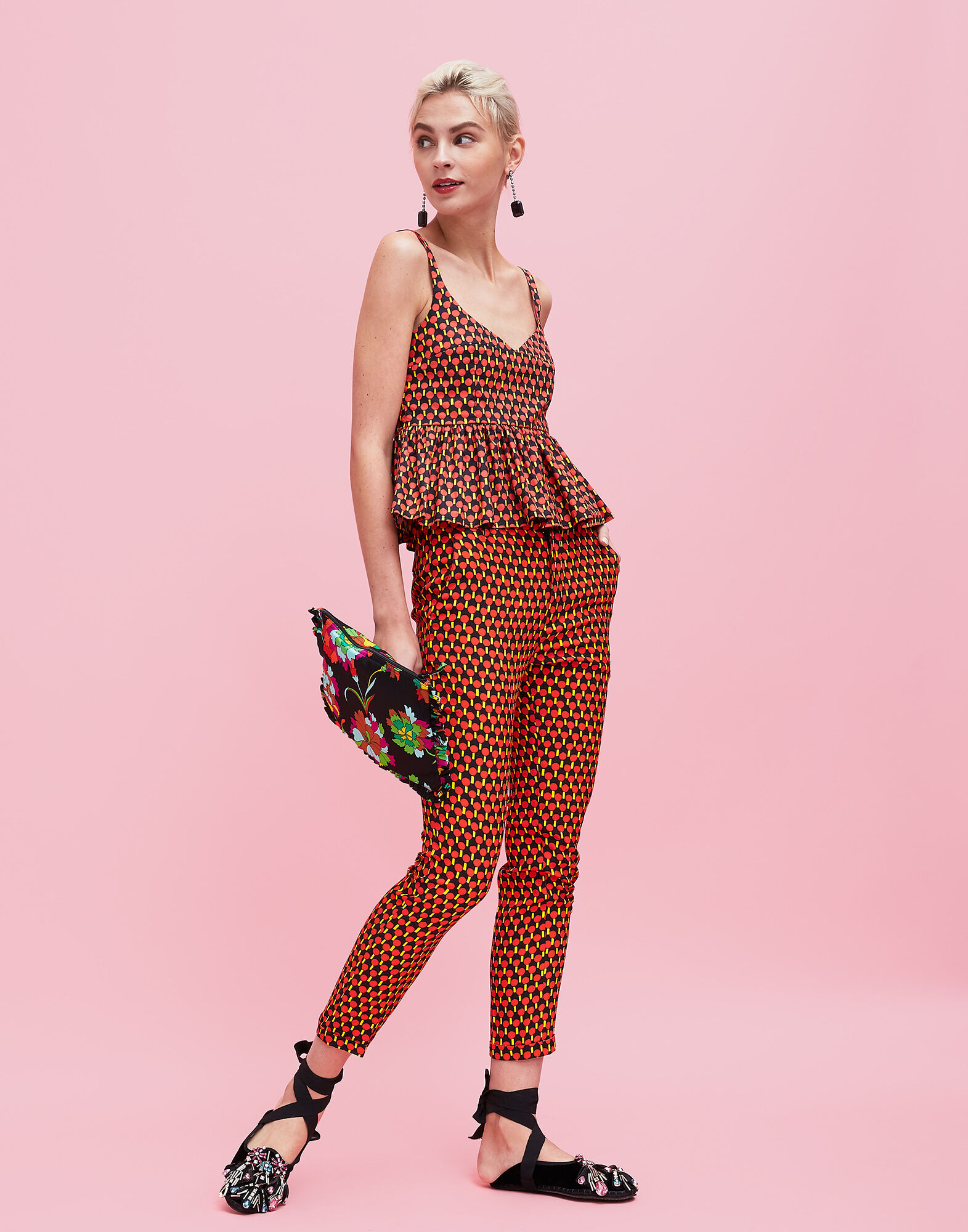 LaDoubleJ Capri Pants Ping Pong Rosso TRO0009SAB001PIN0002