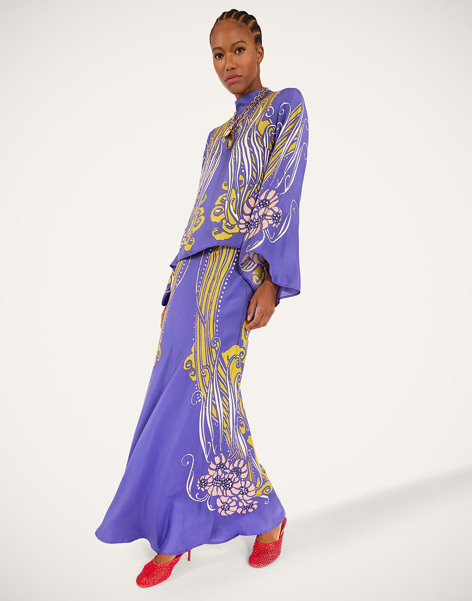 La DoubleJ Sleek Skirt Atlantis Plac&eacute;e Purple SKI0127SIL017ATL03PU01