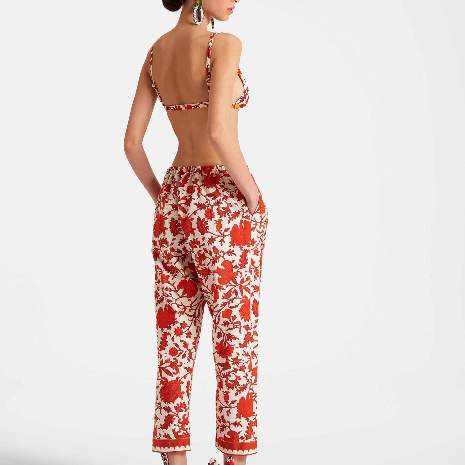 La Doublej Drawstring Pants In Dragonflower Mini Red