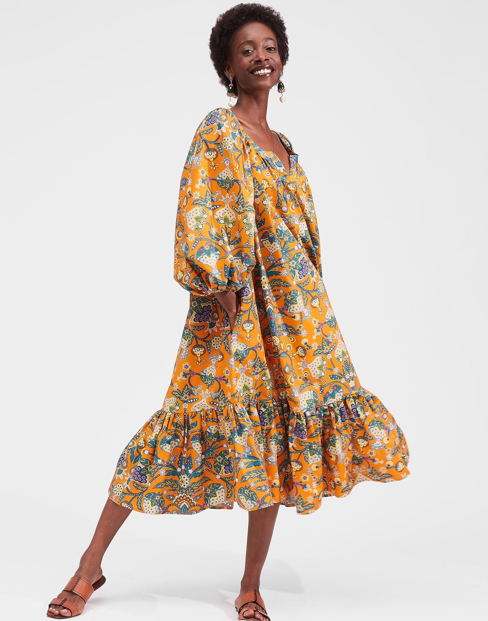 LaDoubleJ Folk Dress Tree Of Life Arancio DRE0214COT001TFL0002