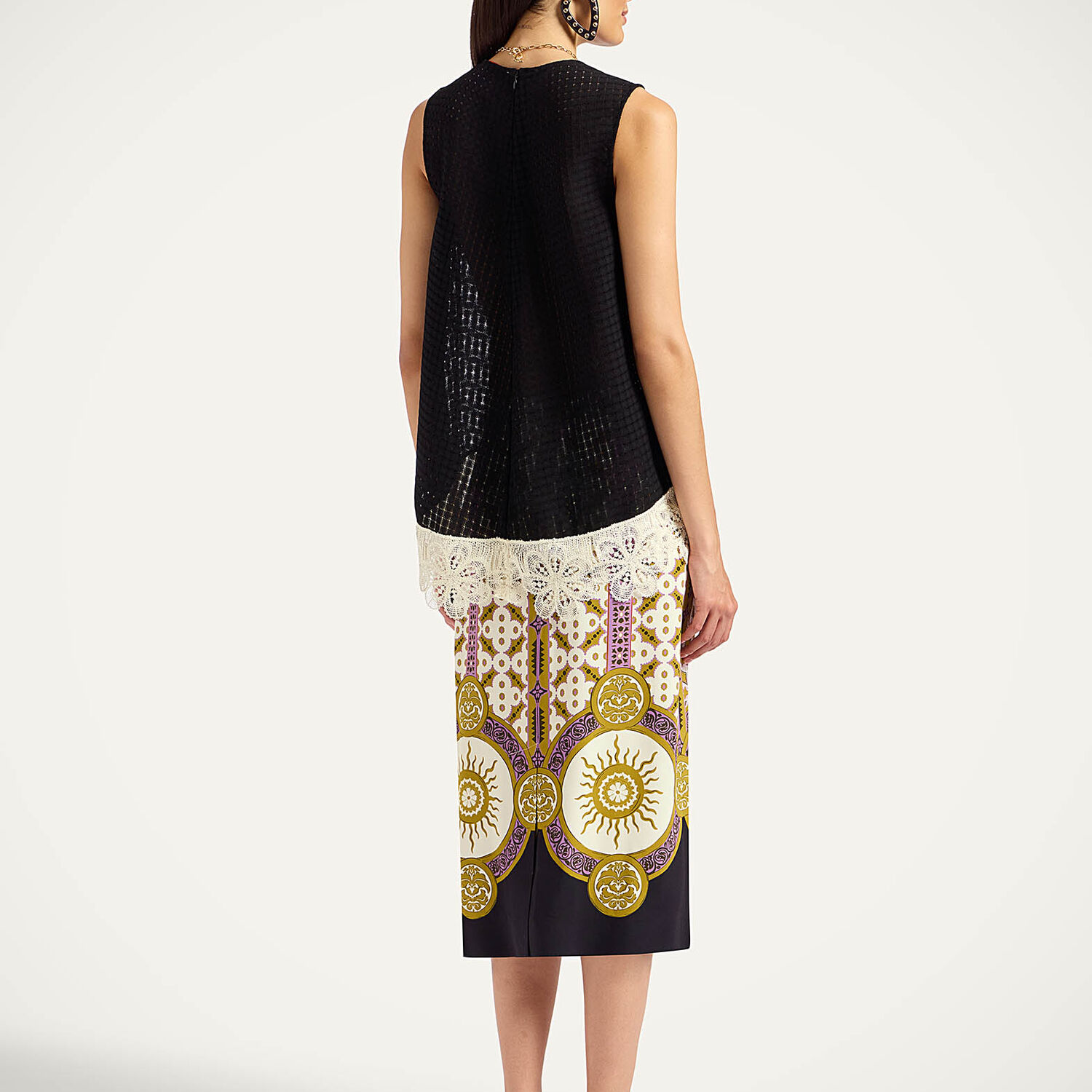 La Doublej Patterned Pencil Skirt In Blue