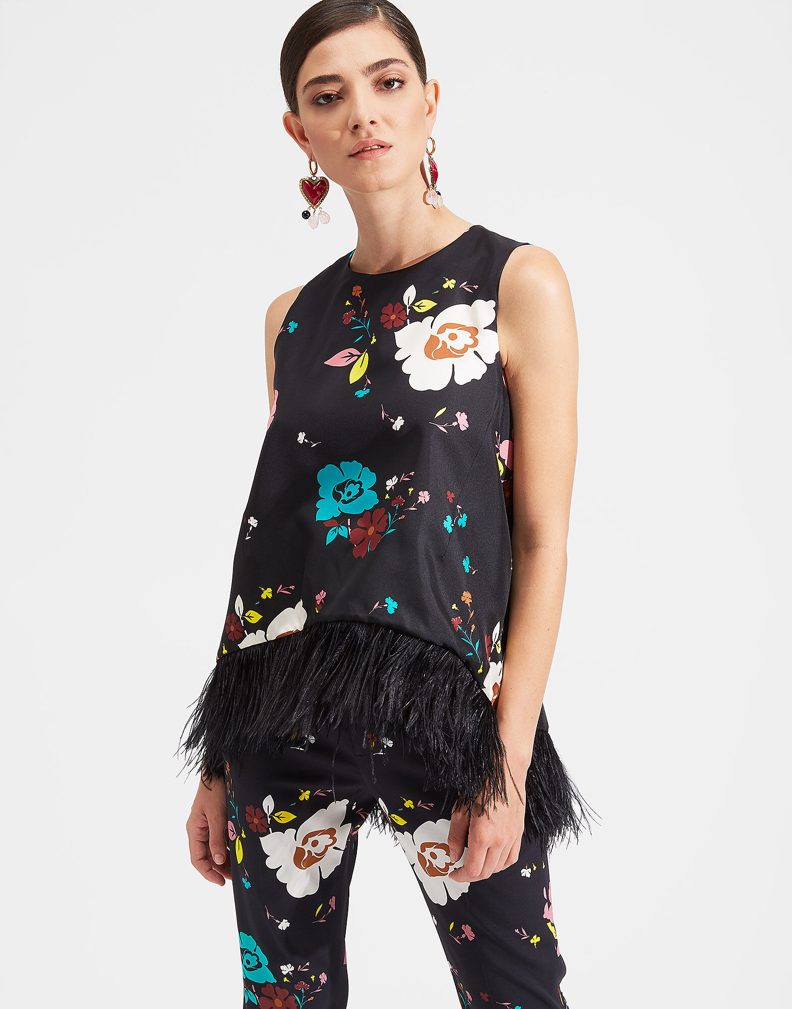 LaDoubleJ La Scala Top (With Feathers) Giardino Nero TOP0013FAI001GIA0002