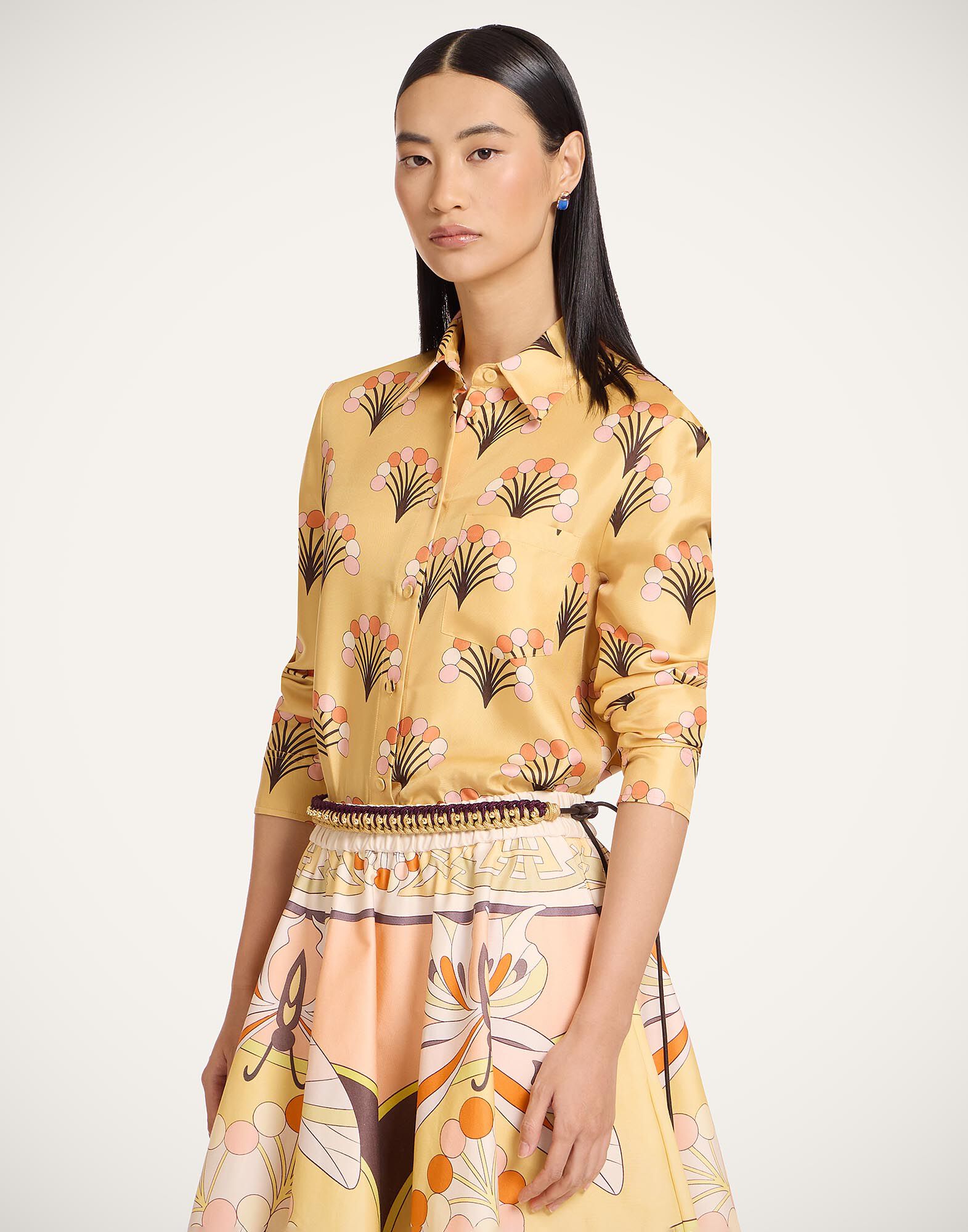 La DoubleJ Boy Shirt Florette Yellow SHI0001SIL001FLO05YE02