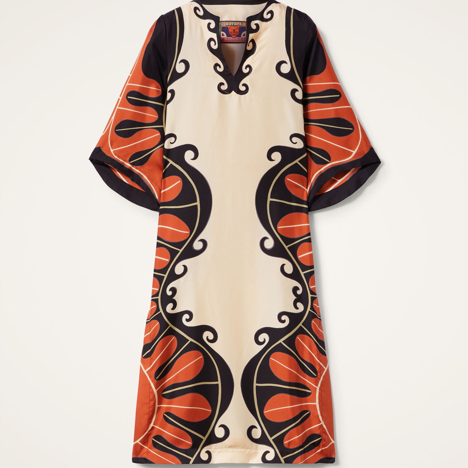 La Doublej Printed Kaftan Dress In Pacific Placée Dark Orange