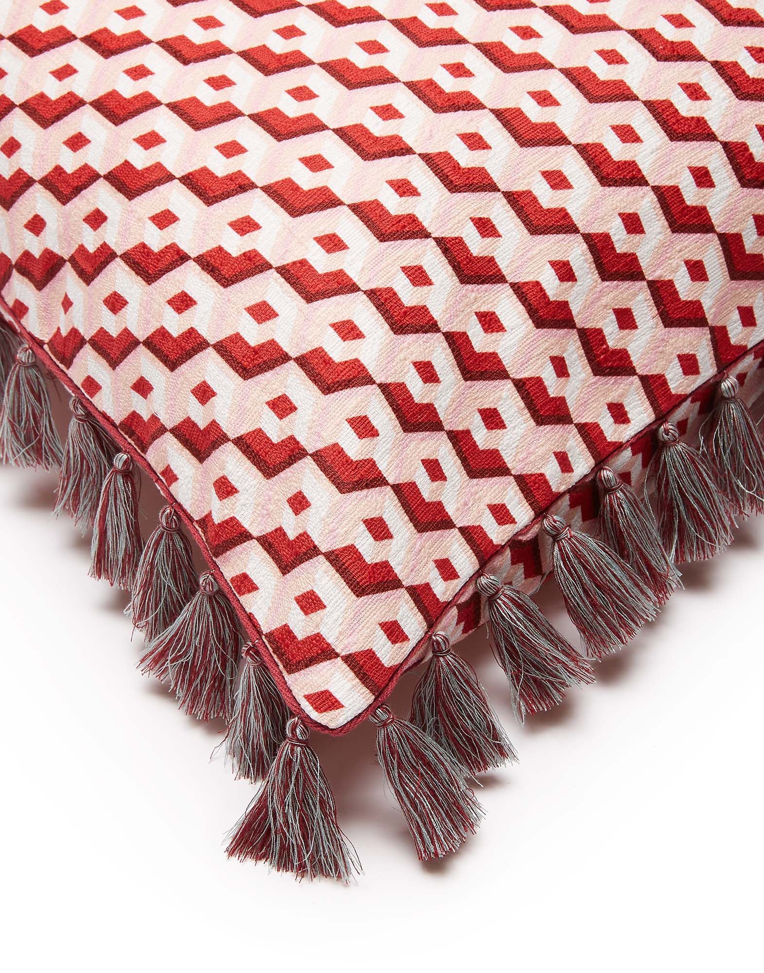 La DoubleJ Cushion With Fringes (50X50) Cubi Rosso CUS0009COT005CUB0005