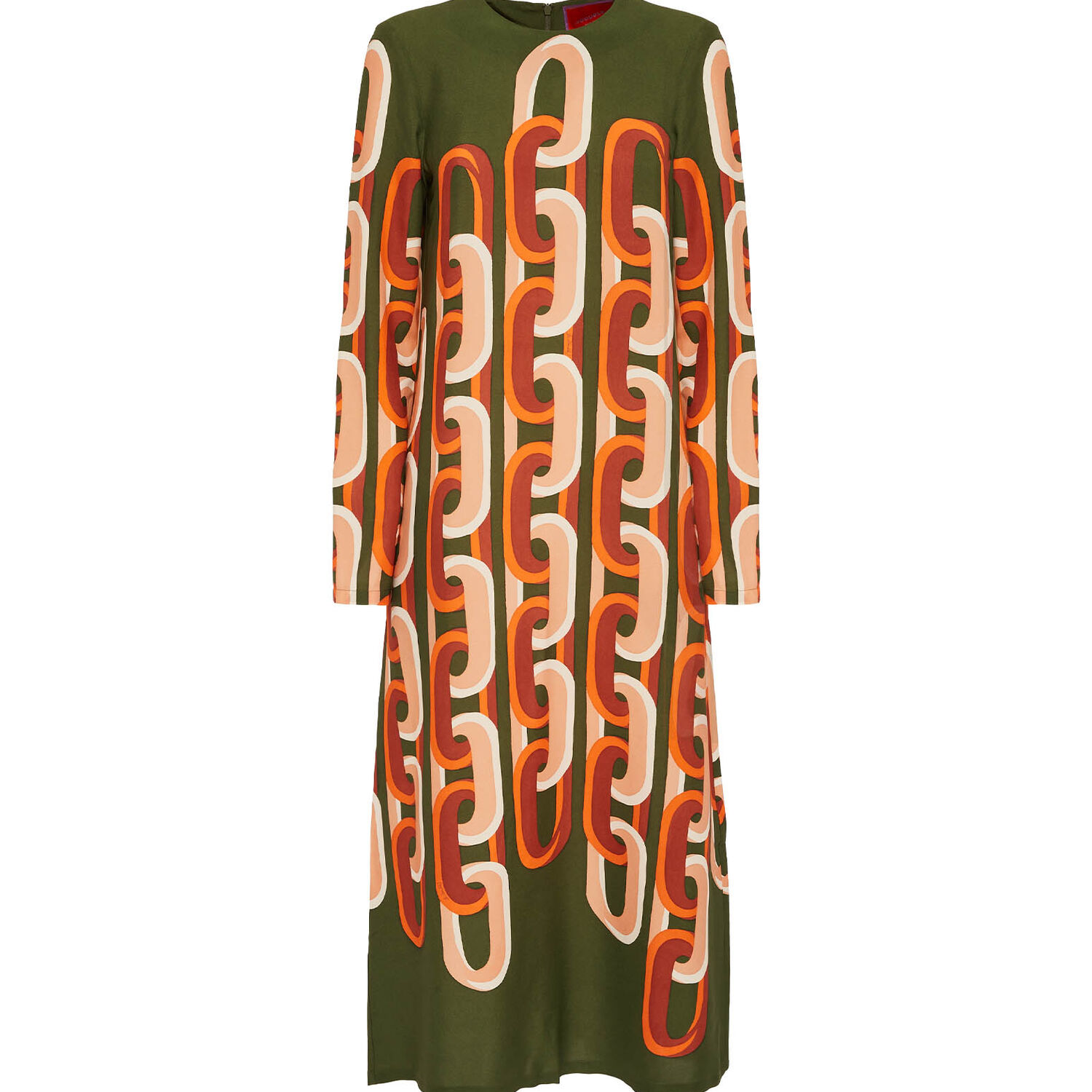 Shop La Doublej Long Sleeve Midi Swing Dress In Prometheus Placée Camouflage