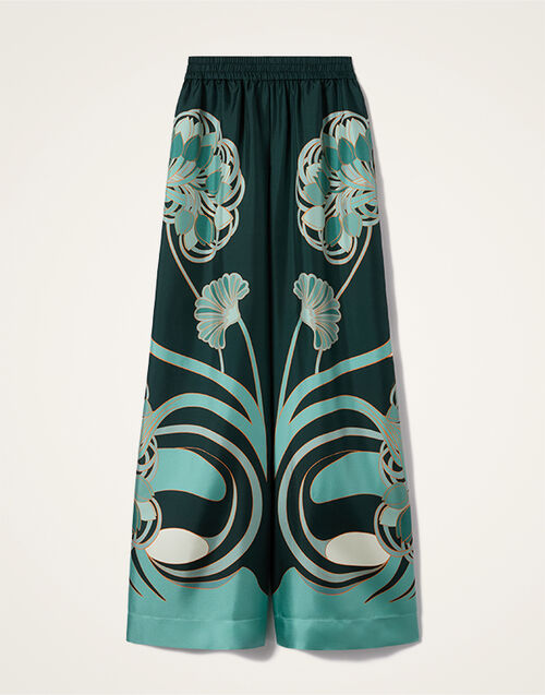 La DoubleJ Palazzo Pants Blooming Tulip Plac&eacute;e Dark Green TRO0026SIL001BTU01GR03